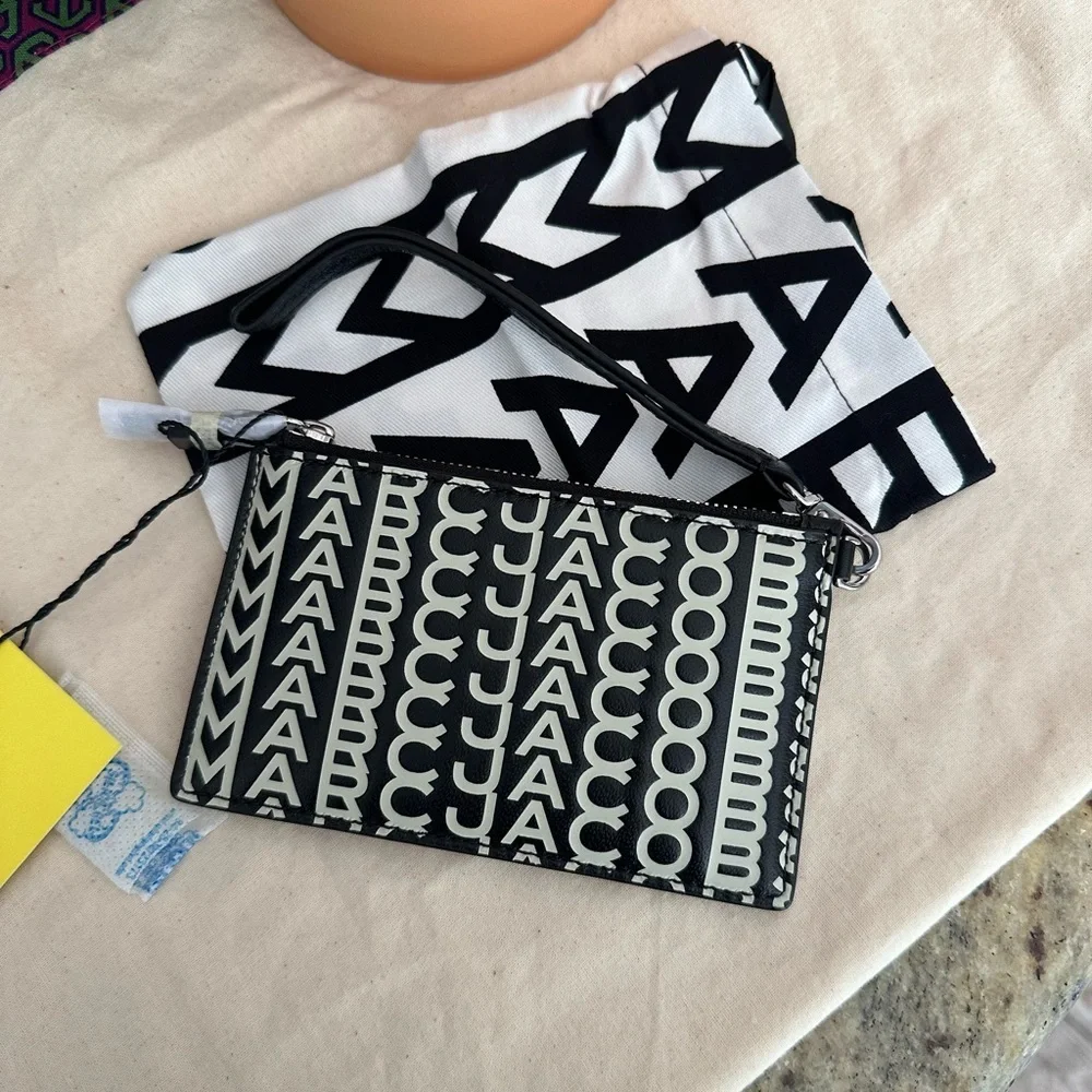 New Marc Jacob The Monogram Leather Top Zip Wristlet